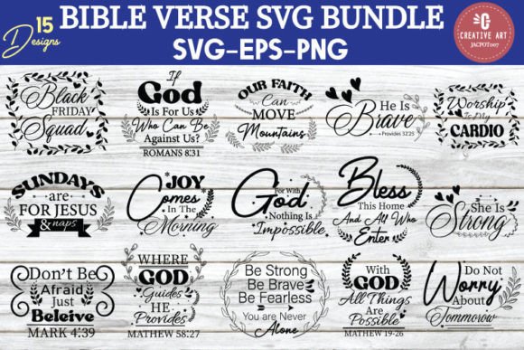Bible Verse SVG Bundle: Graphics & Print Templates for Local Branding