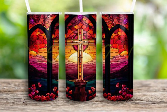Christian Stained Glass Cross: Graphics for Crafts & Selling