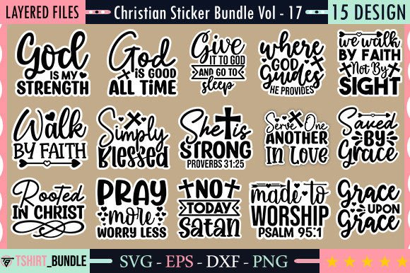 Christian Sticker Bundle Vol - 17 for Graphics & Crafts
