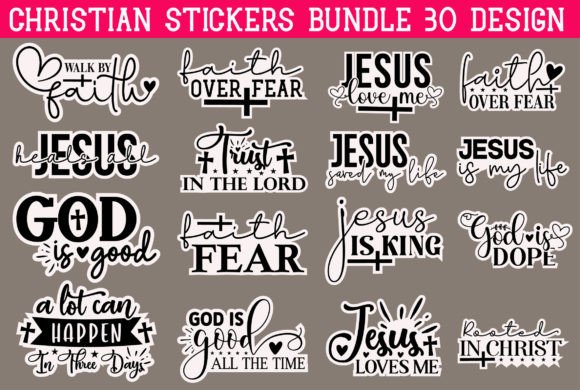 Christian Stickers Bundle 30 Design for Crafts & Graphics