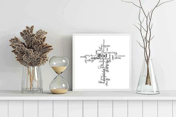 Christian Words Cross Graphic: Print Templates & Graphics Review