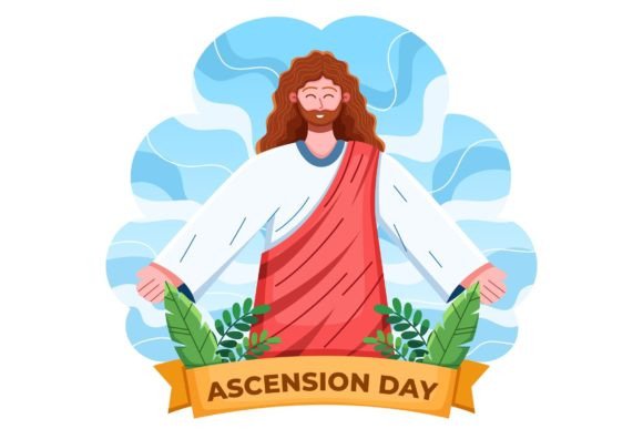 Jesus Ascending to Heaven Ascension Day: Graphics & Illustrations