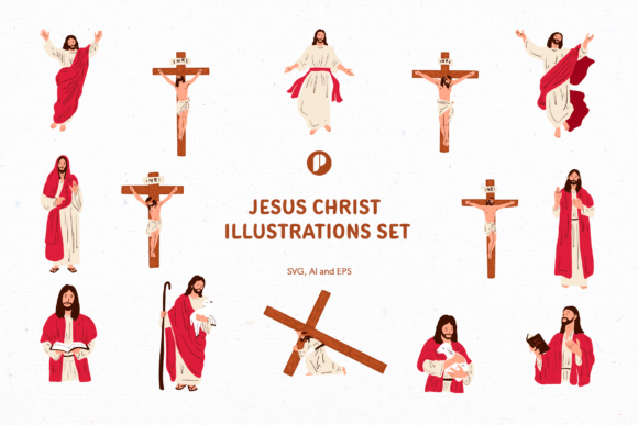 Jesus Christ Illustration Set: Graphics & Illustrations for Design