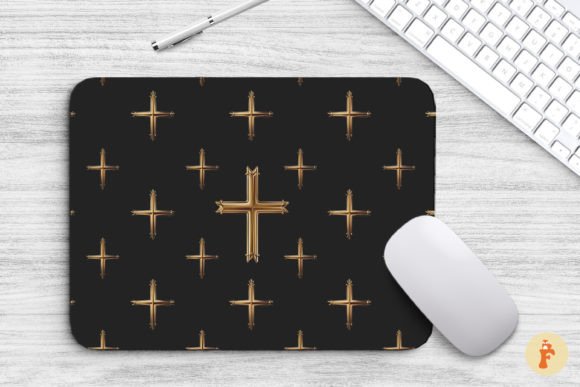 Mouse Pad Luxury Golden Jesus Cross Graphics
